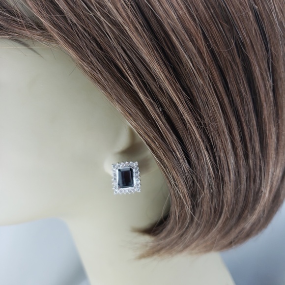 14 Karat White Gold Natural Sapphire and Diamond Earrings #18653 - Picture 6 of 7